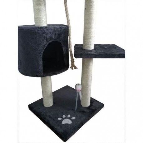 Arbre A Chat Pompon 40x40x114 Cm Gris Fonce