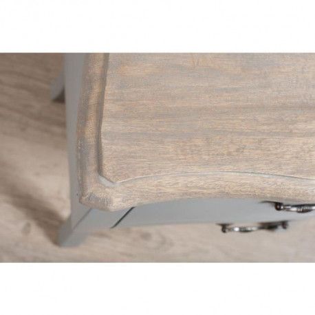Table de chevet Baroque manguier gris clair 2 tiroirs