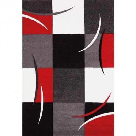 Diamond Tapis De Couloir 80x300 Cm Rouge Gris Noir Et Blanc