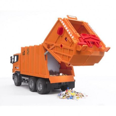 Bruder Camion Poubelle Scania R Serie Orange 62 Cm