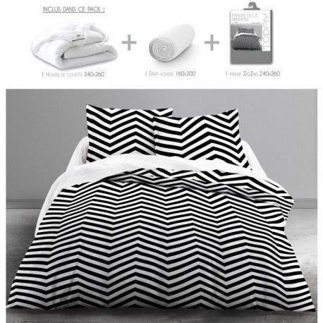 Today Pack Linge De Lit Zig Zag 1 Couette 240x260 Cm