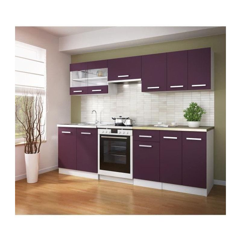 ULTRA Meuble haut vitre de cuisine L 80 cm - Aubergine